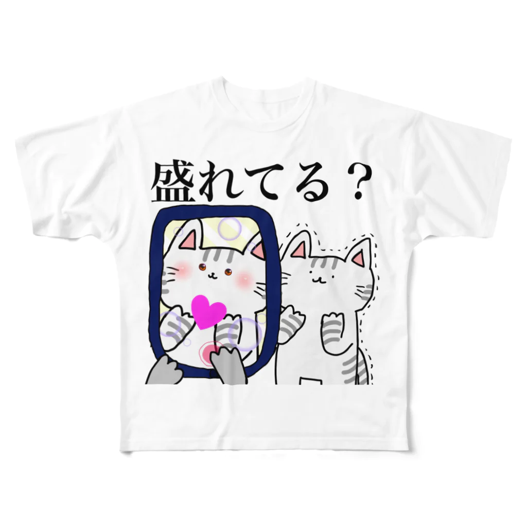  gamitaka01のぬこニャンズ「盛りぬこ」 フルグラフィックTシャツ