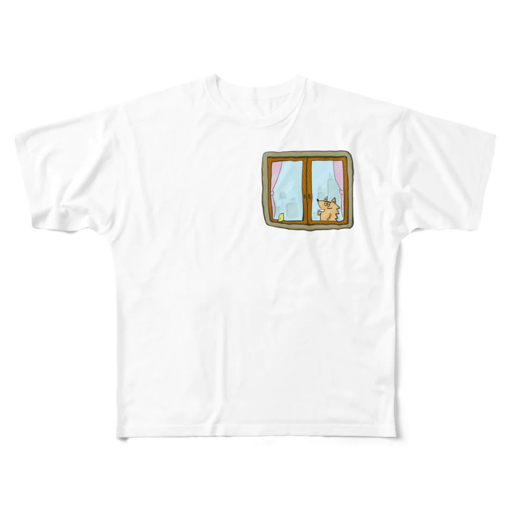 ほしいのいらすとのまどべのおおかみくん フルグラフィックTシャツ