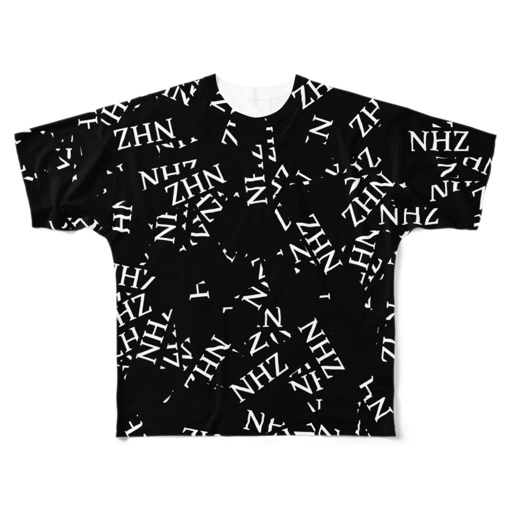 FAMIlIAのFAMIlIA 『NHZ』パターンTシャツ　ブラック All-Over Print T-Shirt