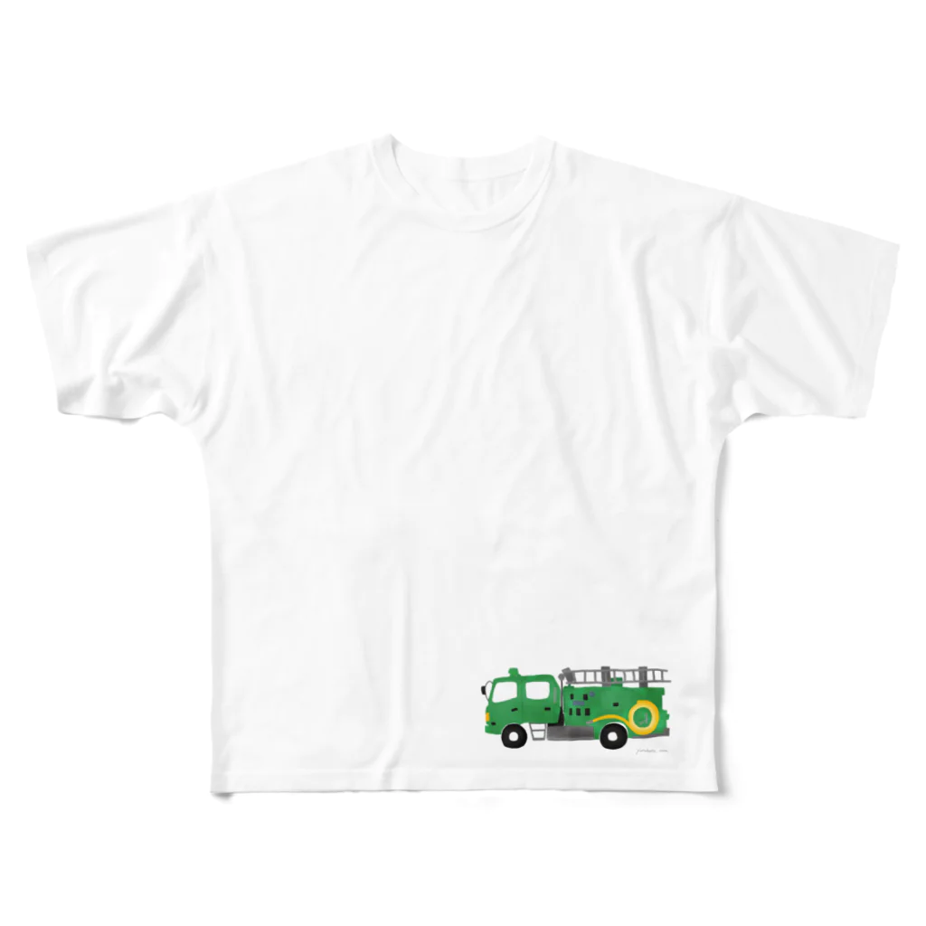 ののの緑の消防車 All-Over Print T-Shirt