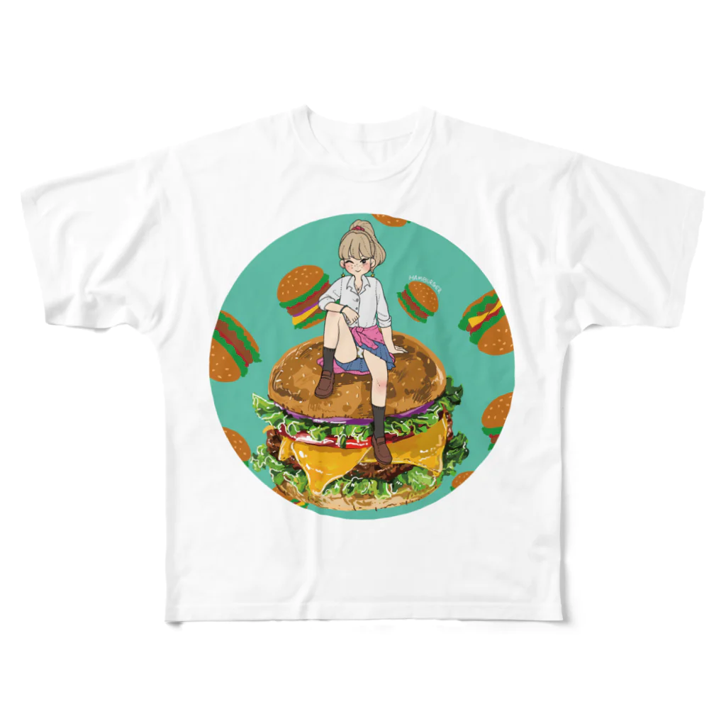 1506のハンバーガーとJK フルグラフィックTシャツ