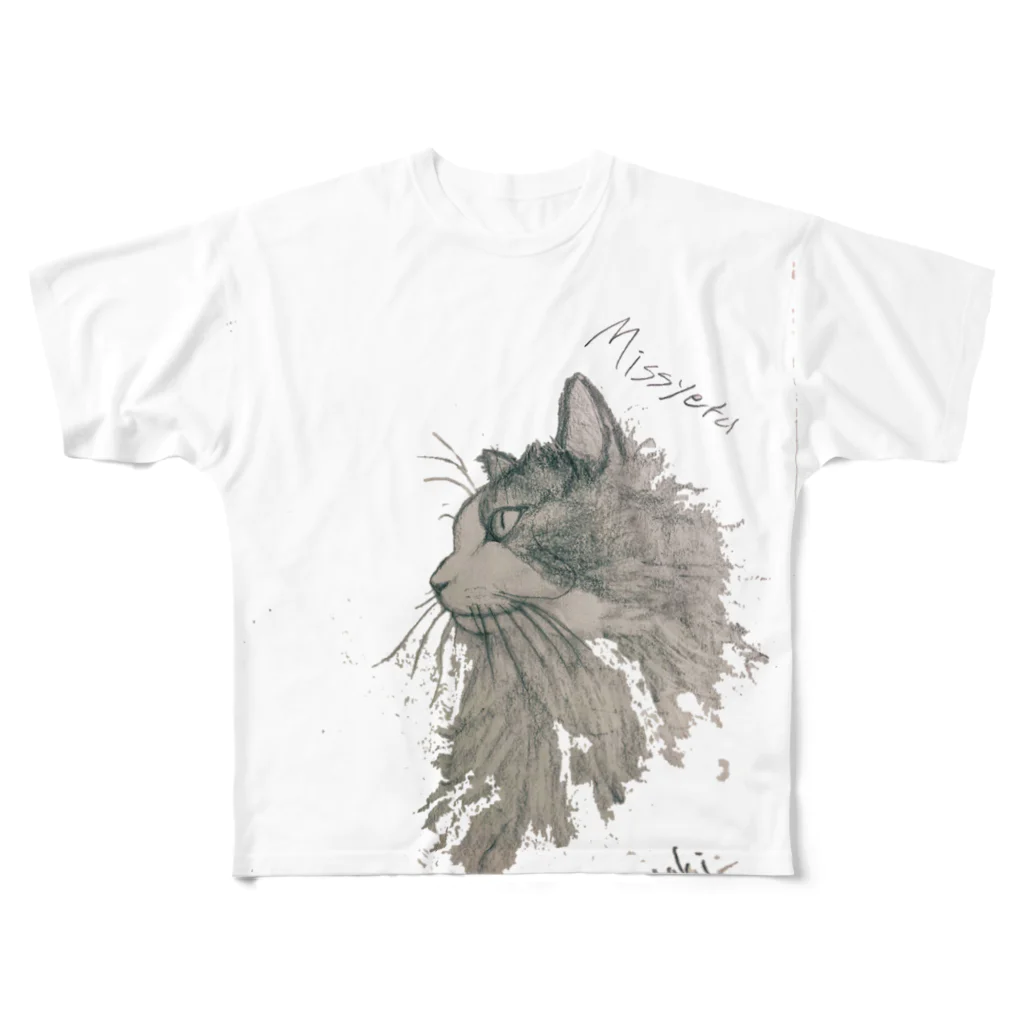 ねこぜや のMissyeru All-Over Print T-Shirt