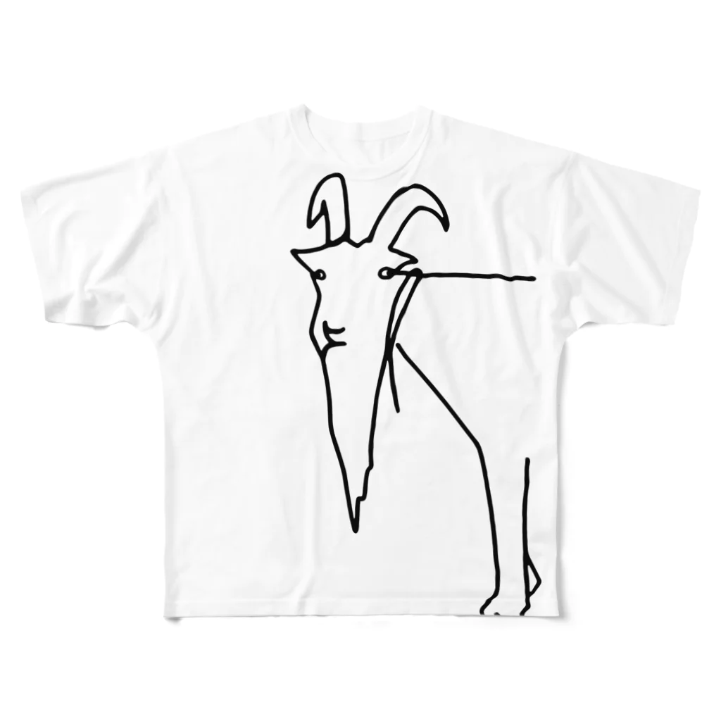 Aliviostaのヒージャー  沖縄ヤギ  山羊 動物アートイラスト 大 All-Over Print T-Shirt