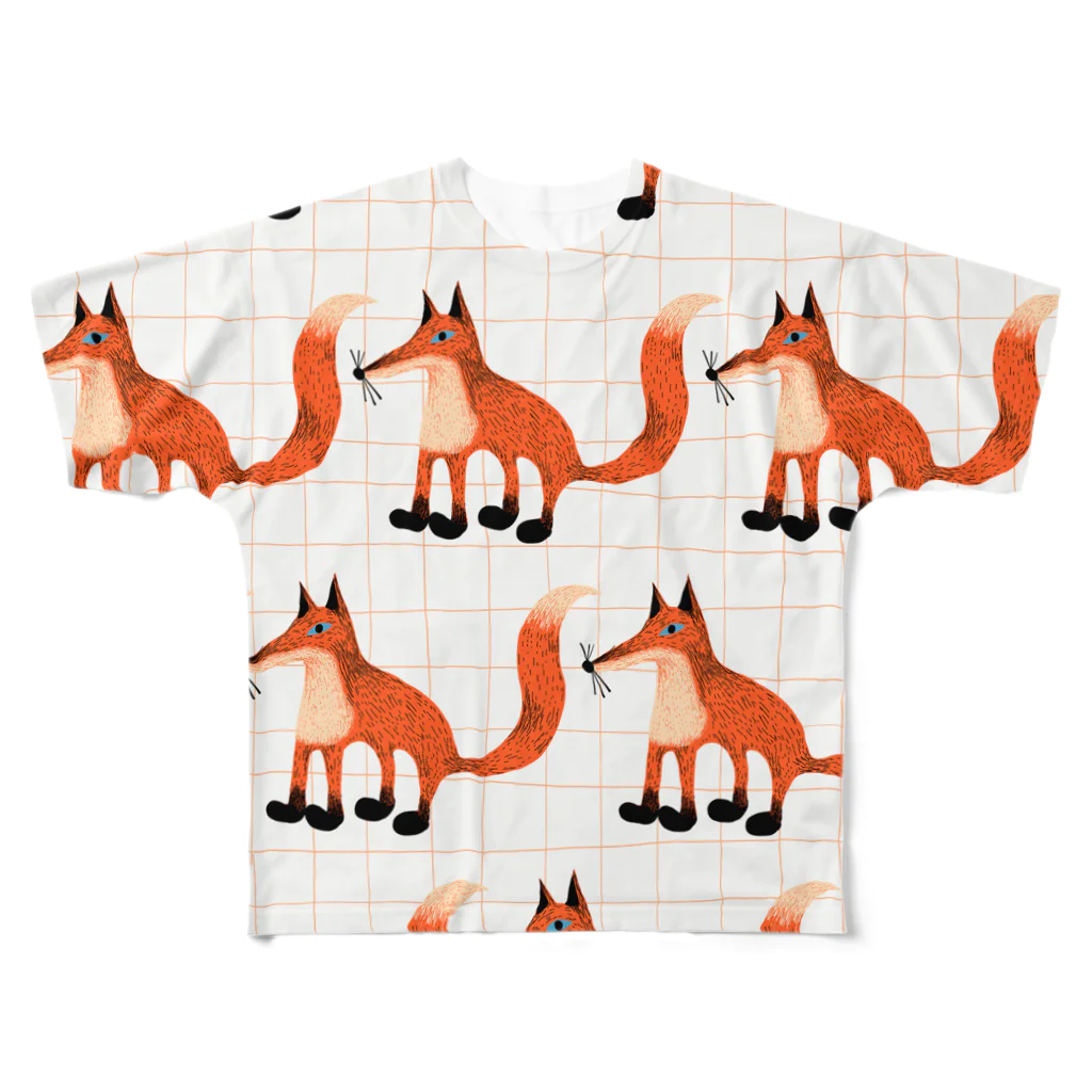 Tania NobukovskiのKITSUNE PATTERN フルグラフィックTシャツ