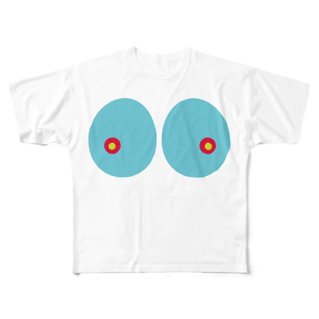 アート商会のOPPAI Blue All-Over Print T-Shirt