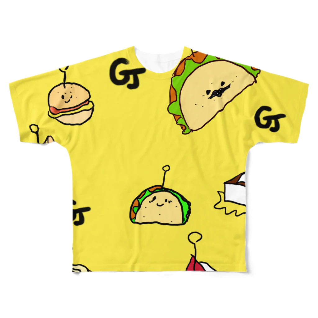 gajigajilandのTaco  and friends フルグラフィックTシャツ