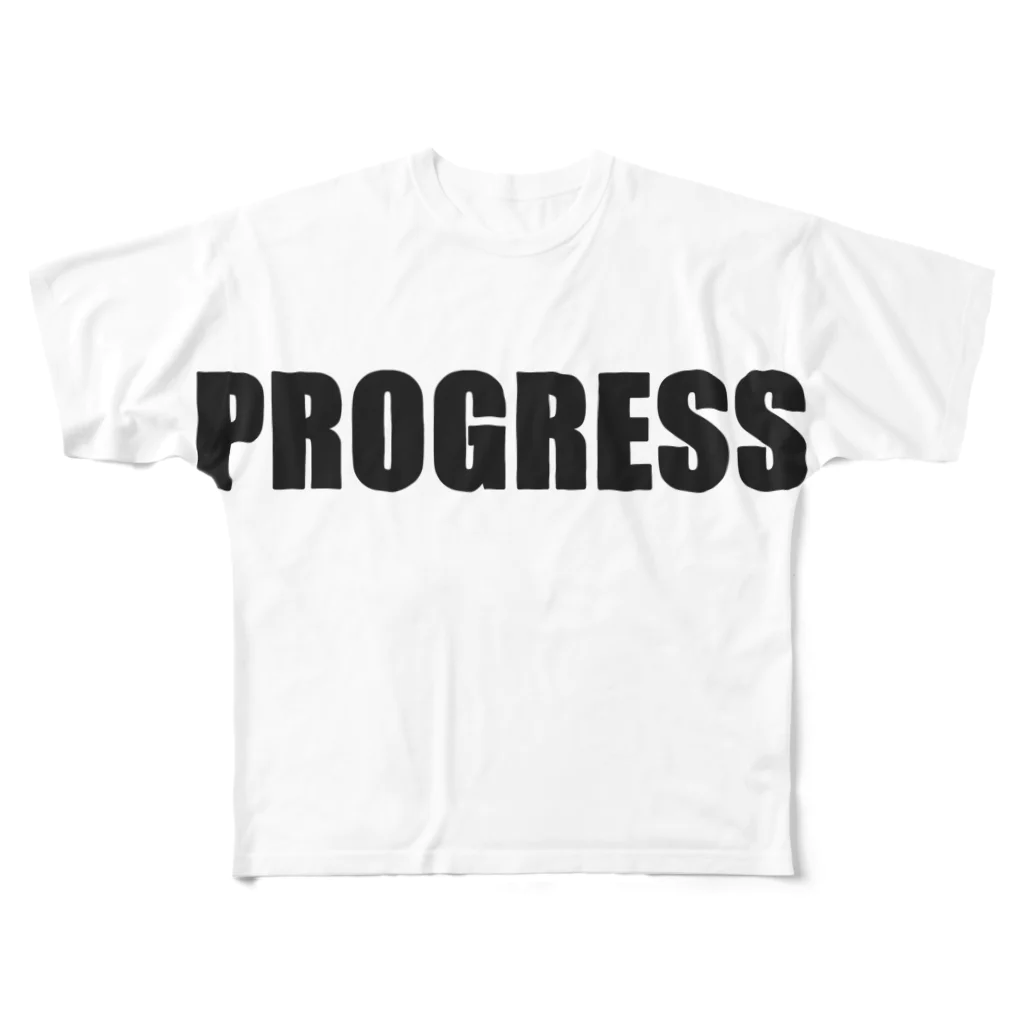 nostagraph_naoのPROGRESS黒 フルグラフィックTシャツ