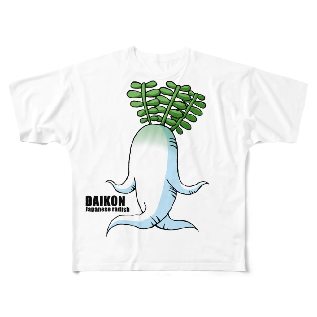 zukkyzukkyのDAIKON フルグラフィックTシャツ