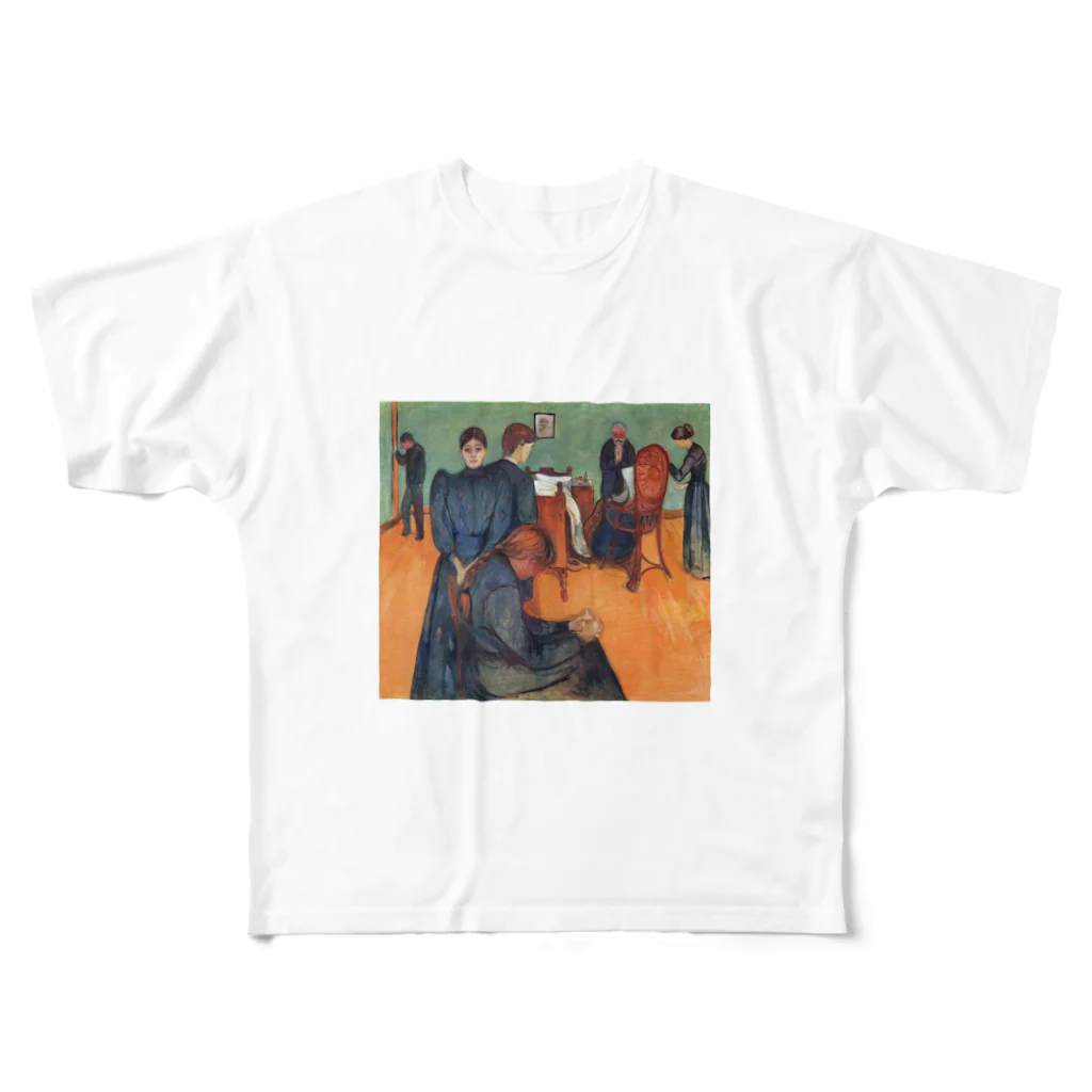 Art Baseのムンク / 病室での死 / Death in the sickroom / Edvard Munch/1893 フルグラフィックTシャツ