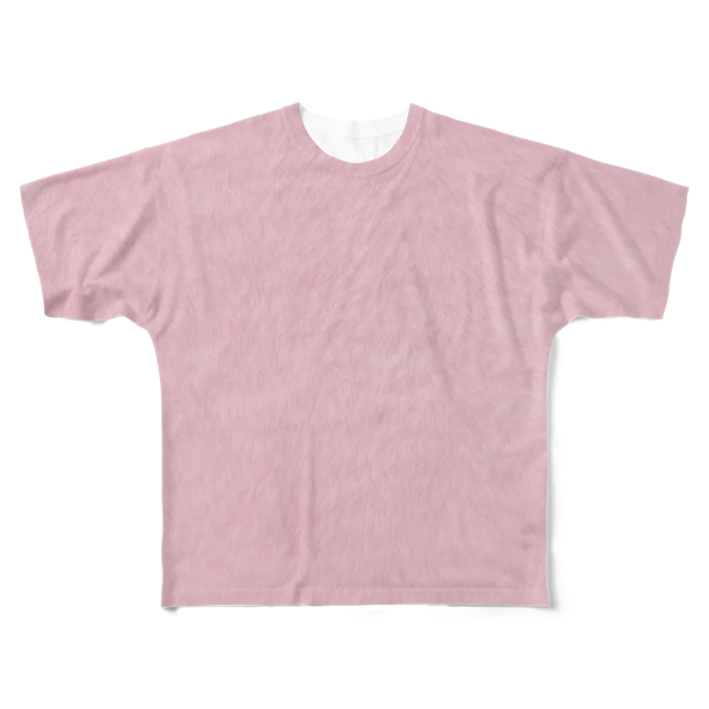 ピンクうさぎの全面的にうさぎ フルグラフィックTシャツ