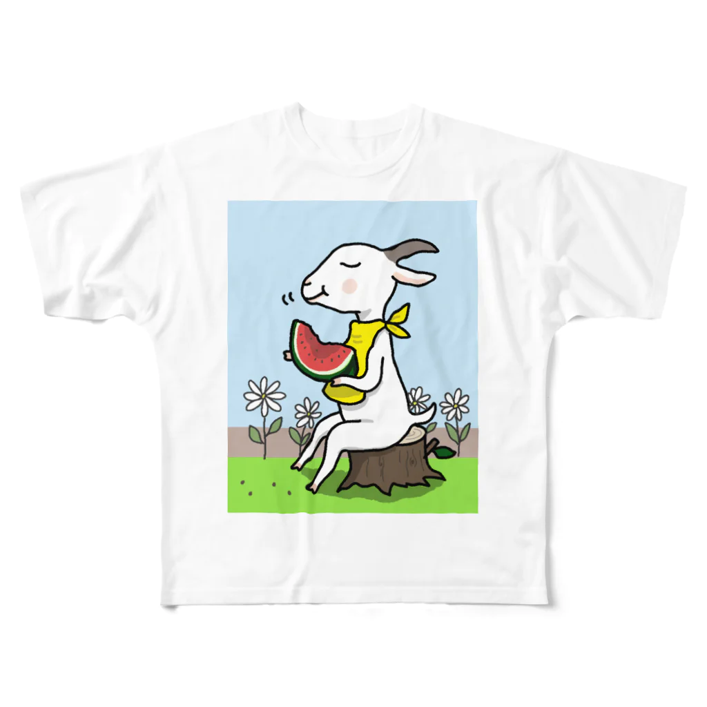 まめつぶの山羊さんの夏休み All-Over Print T-Shirt