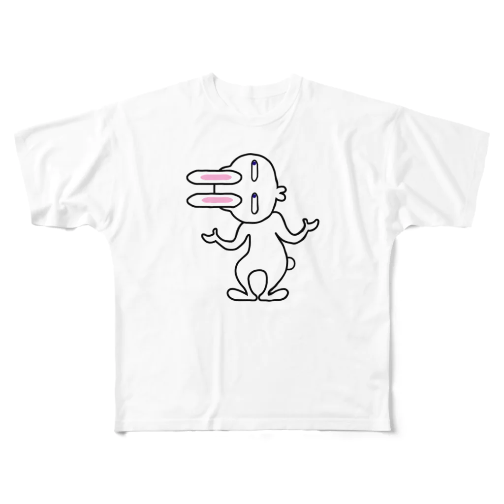 nekotayaのいじけるウサオ フルグラフィックTシャツ