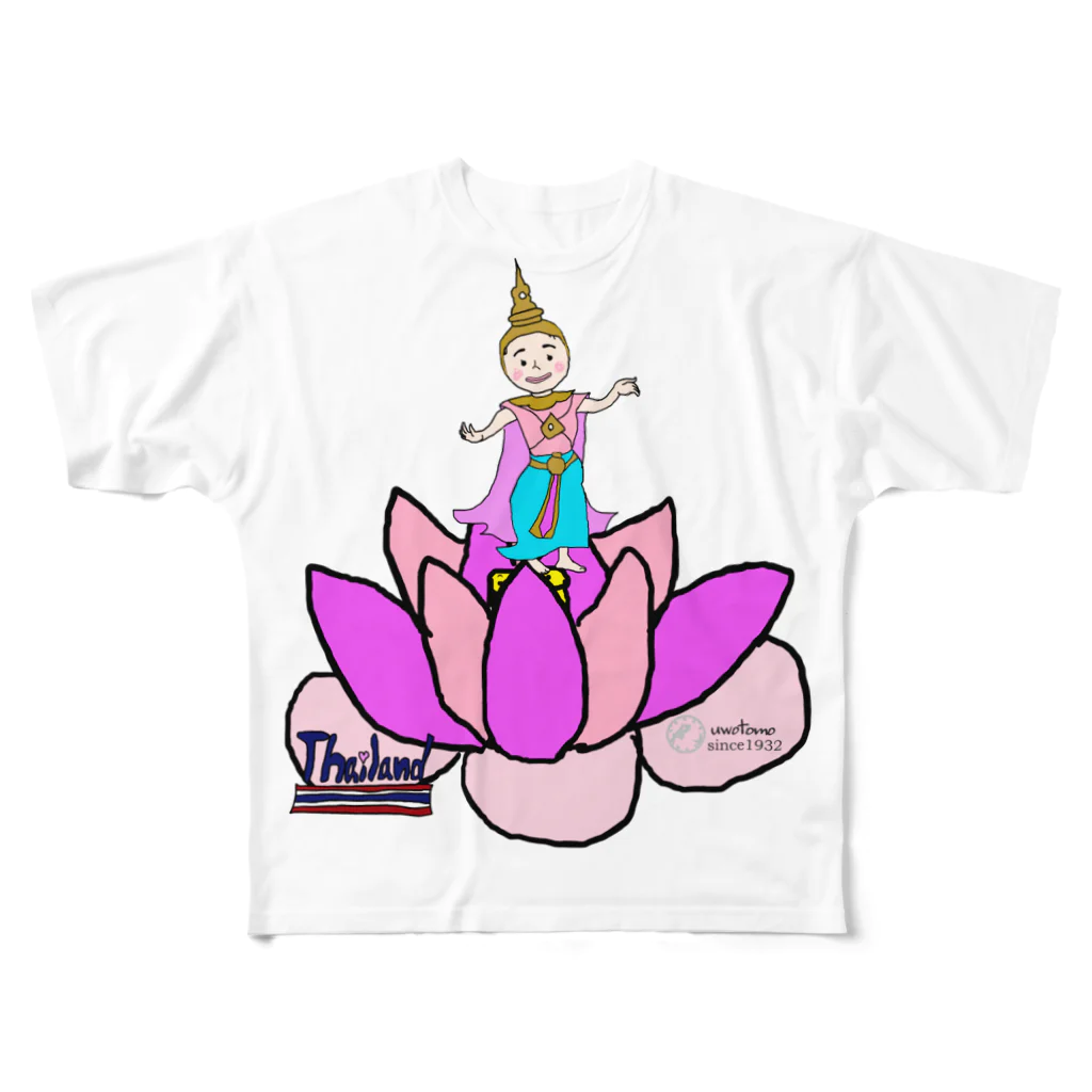 uwotomoの【THAILAND】蓮と踊り子 フルグラフィックTシャツ