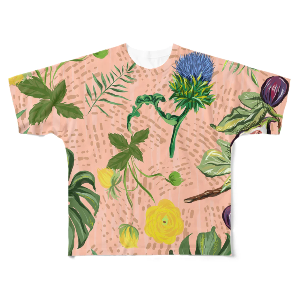 Tania NobukovskiのBOTANICAL PINK フルグラフィックTシャツ