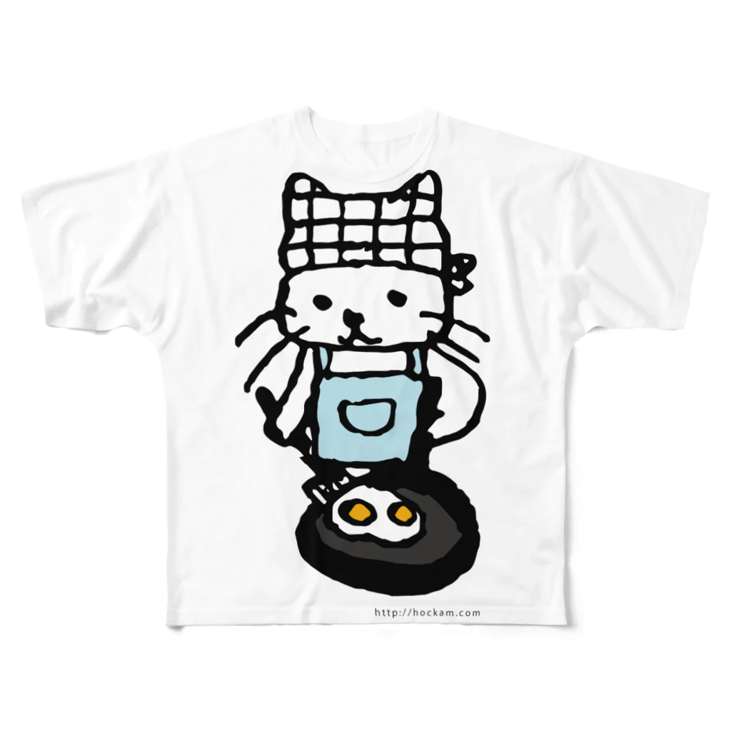 ほっかむねこ屋（アトリエほっかむ）のめだまやきやくねこ All-Over Print T-Shirt