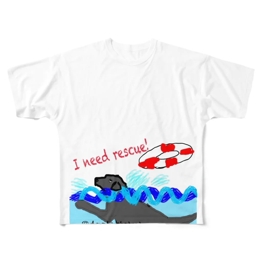 DOGLABのI need rescue!ラブラドール All-Over Print T-Shirt