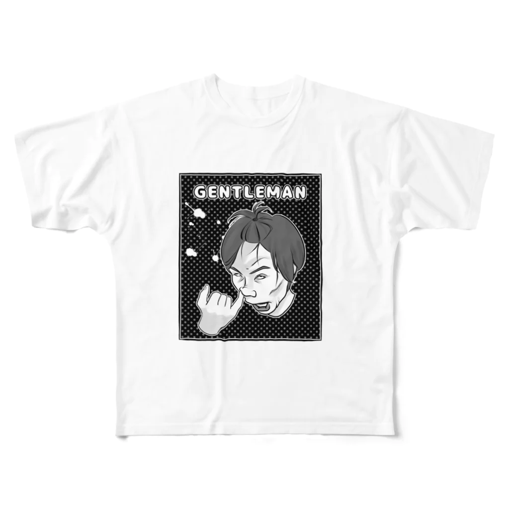 うさぎまるえkawaiishop のほじほじリアル『男』 フルグラフィックTシャツ