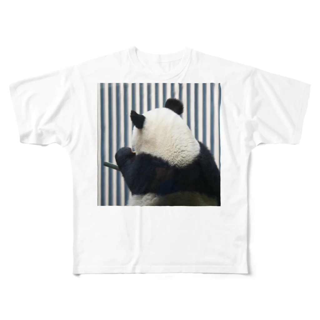 HIKEのストライプなパンダ フルグラフィックTシャツ