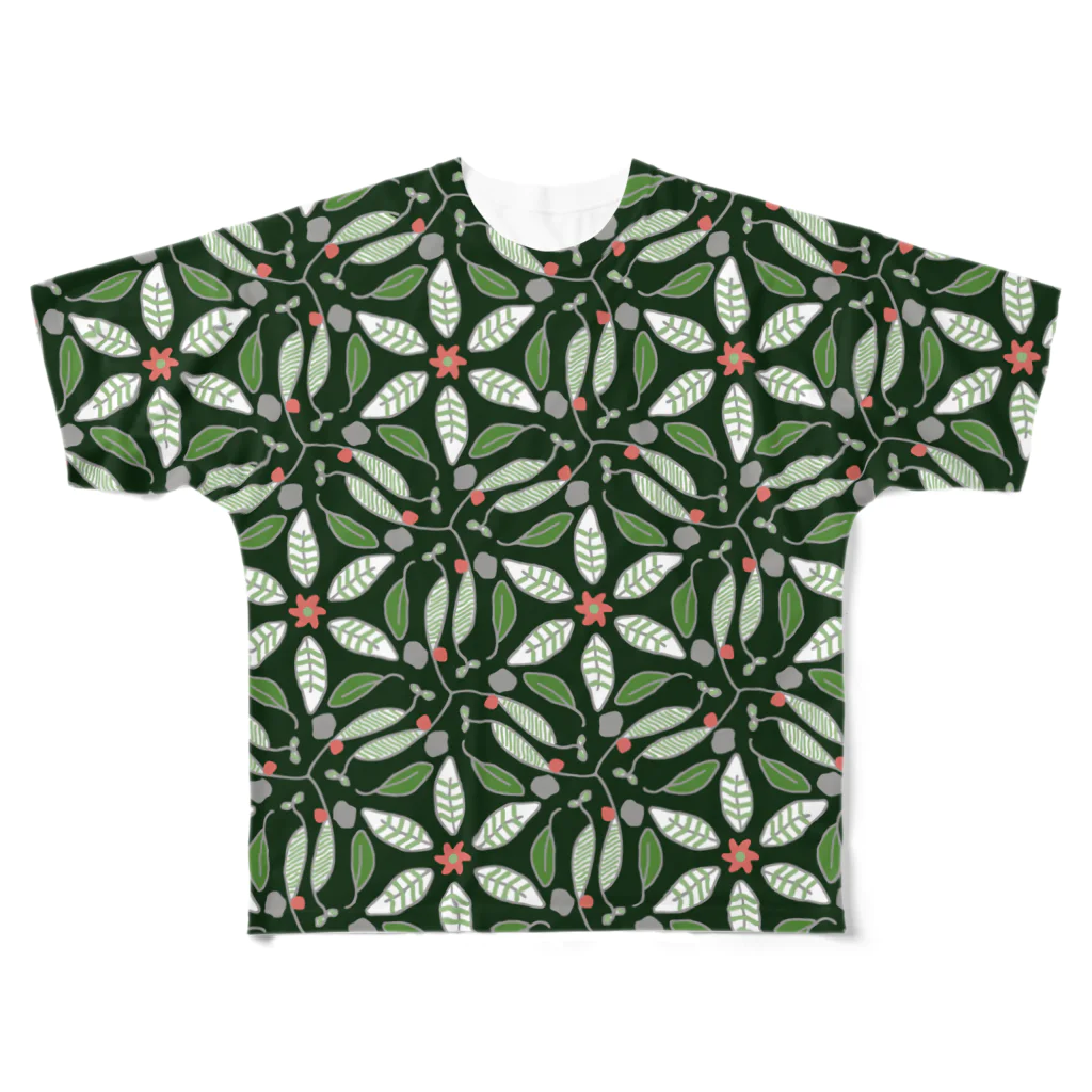 おかわりおじさんの服屋のフローラルパターン All-Over Print T-Shirt