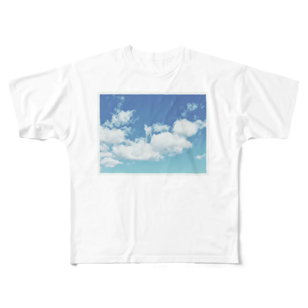 そら豆の気まぐれの青と白 All-Over Print T-Shirt