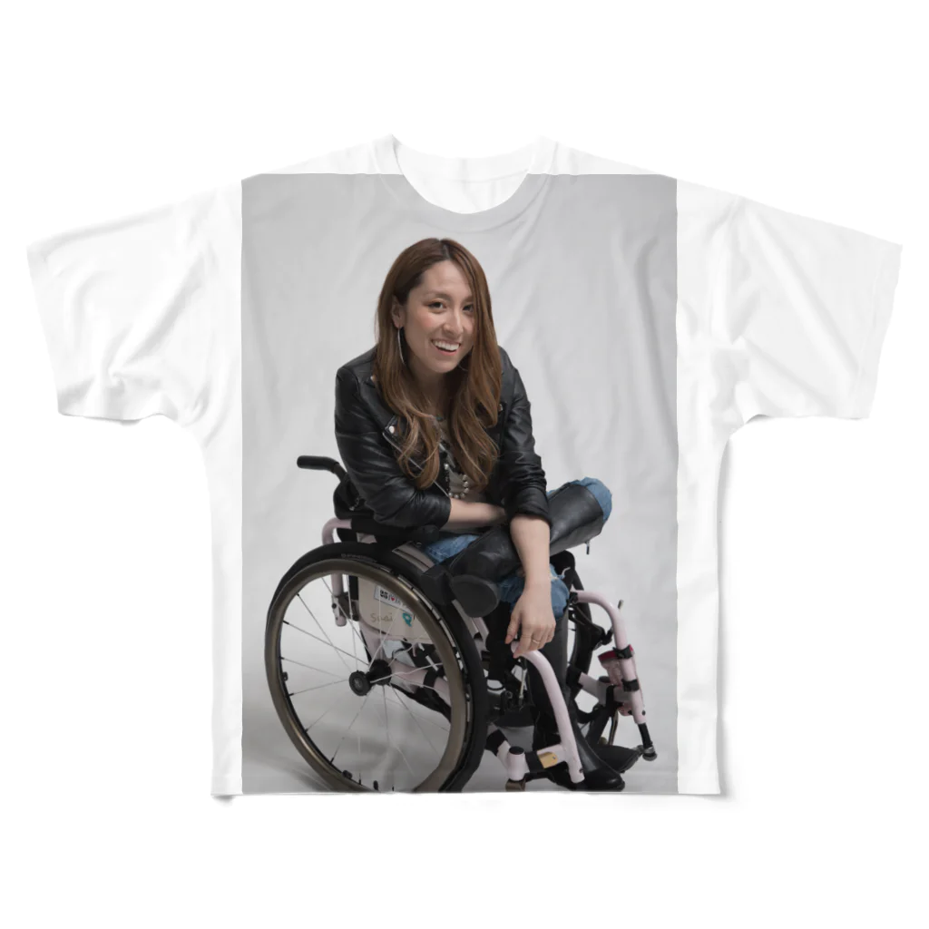 中嶋涼子の車椅子ですがなにか？！の笑ってるよシリーズ フルグラフィックTシャツ