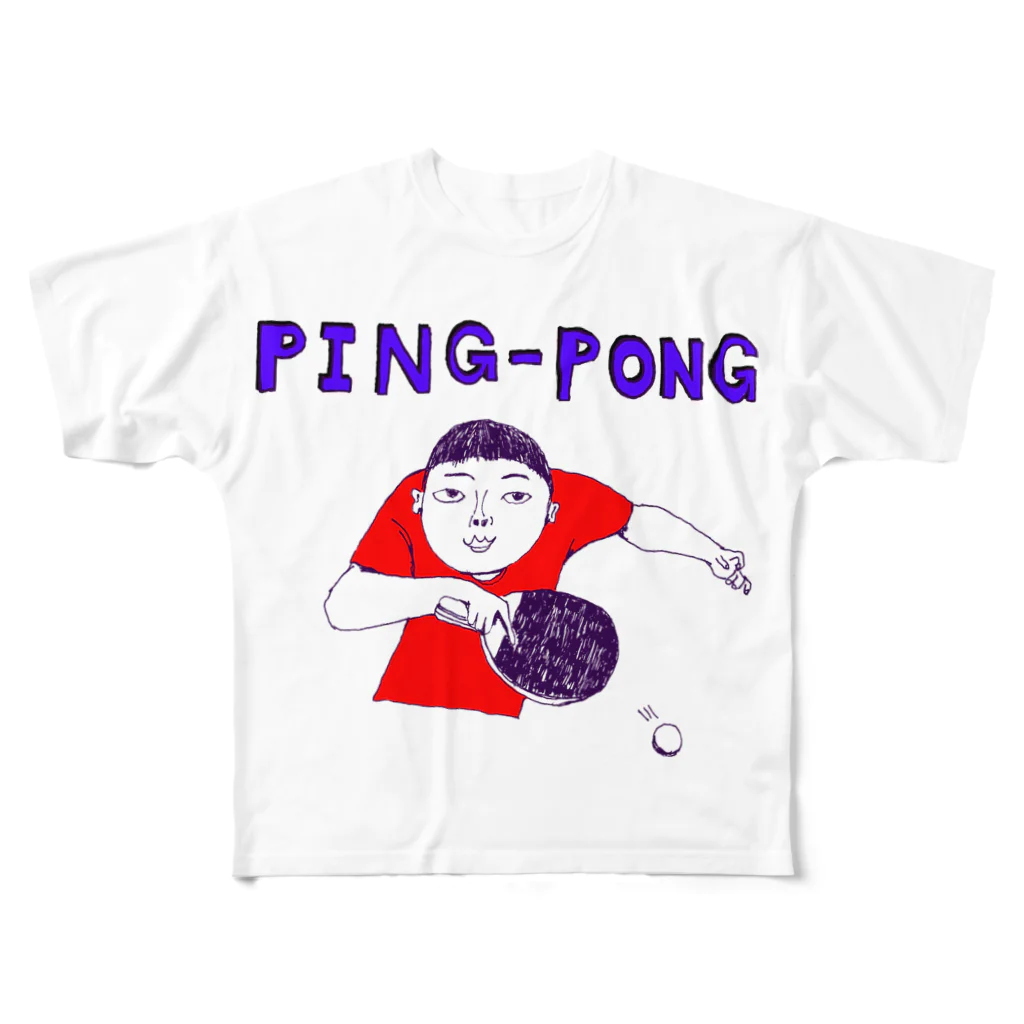 NIKORASU GOの卓球好き限定デザイン「ピンポン」（Tシャツ・パーカー・グッズ・ETC） All-Over Print T-Shirt