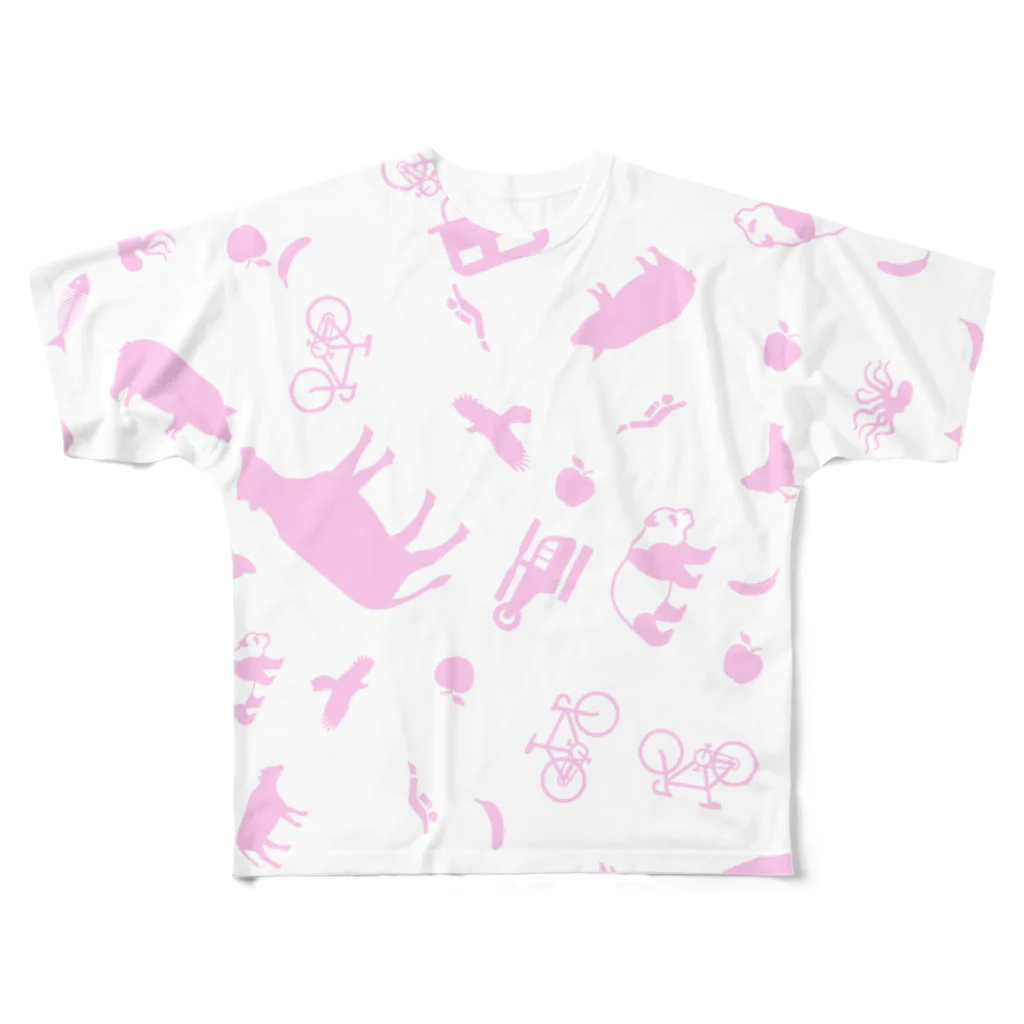 鯖いTシャツ屋さんのポップサイン動物台風 All-Over Print T-Shirt