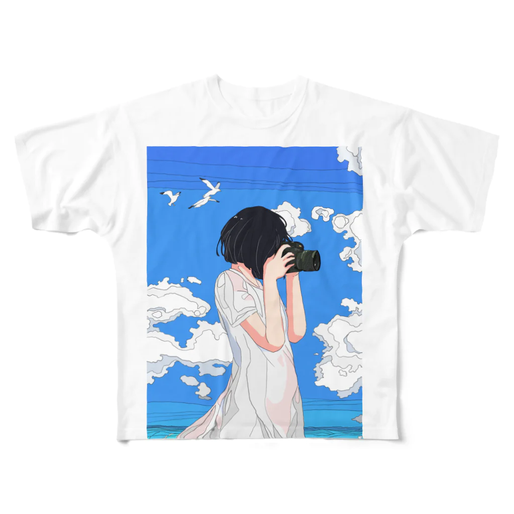 学生のカメラ女子 フルグラフィックTシャツ