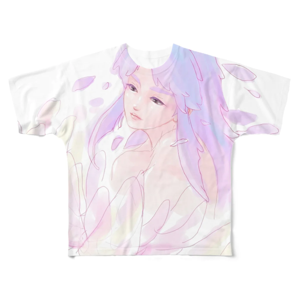 natural81の蓮華 フルグラフィックTシャツ