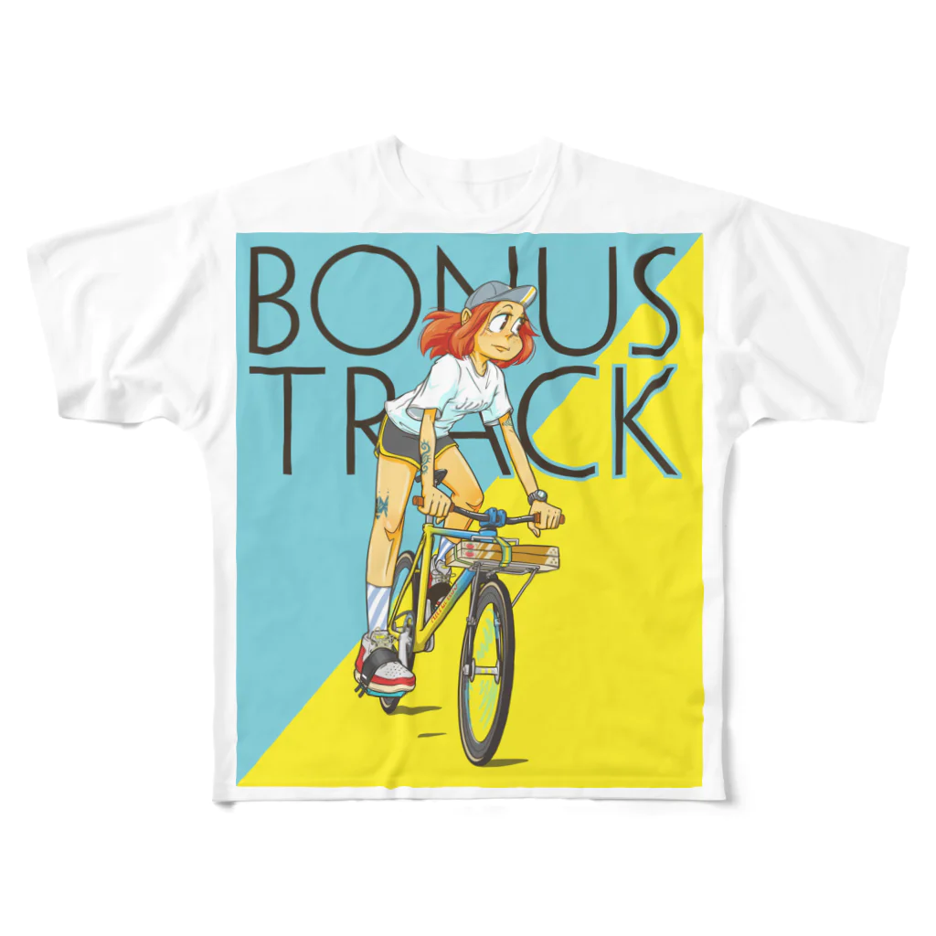 nidan-illustrationのBONUS TRACK (inked fixie girl) フルグラフィックTシャツ