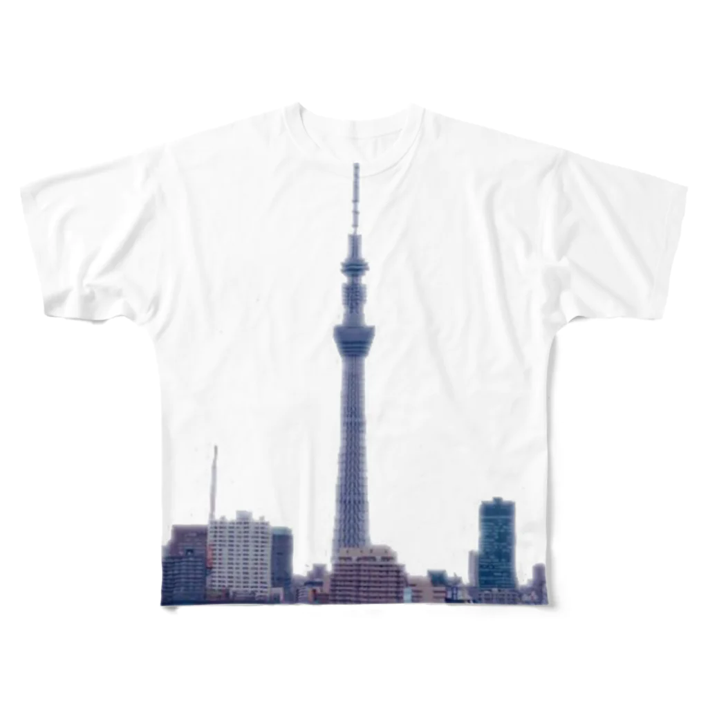 atoriのスカイツリータワー フルグラフィックTシャツ