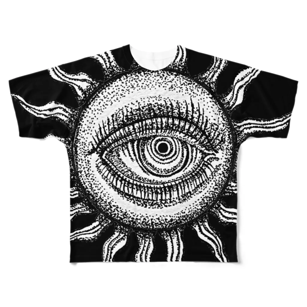 MANDALA MADARAの太陽（ブラック） フルグラフィックTシャツ