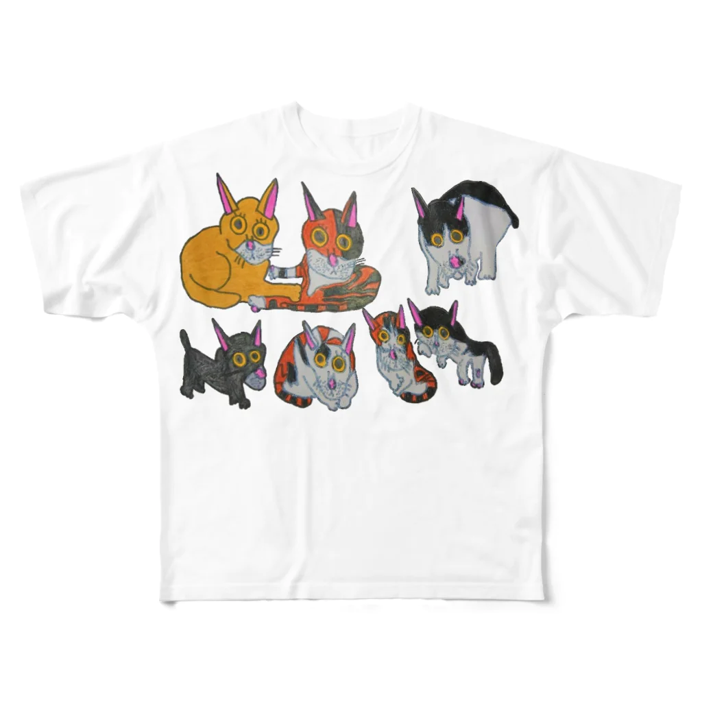 カフェみるくのNATUKO　「NEKO」MILKUの作家NATUKOの「NEKO」 All-Over Print T-Shirt