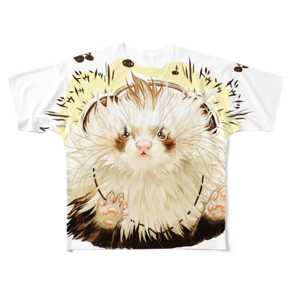 いちごだわし🐹のヘビメタアンゴラフェレットちゃん♪ フルグラフィックTシャツ