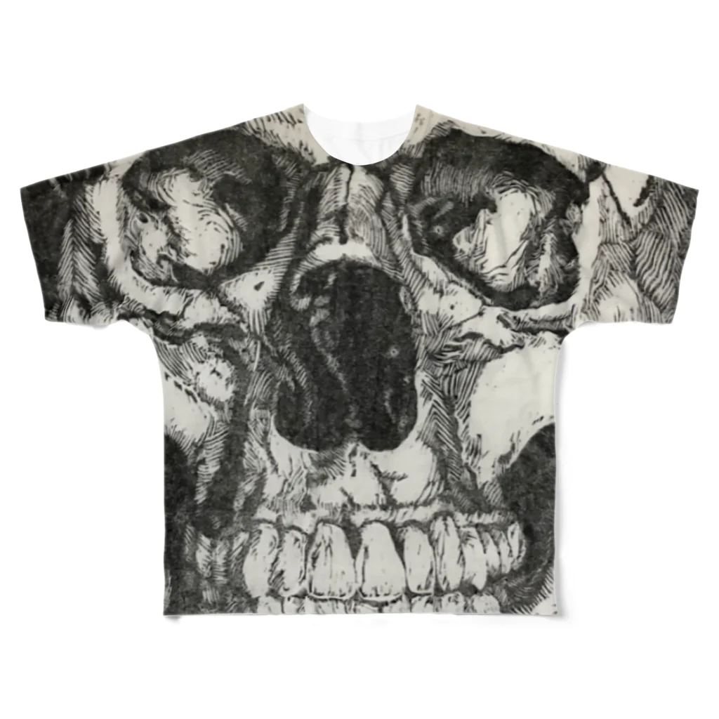 笹山直規のスカル版画グッズ All-Over Print T-Shirt