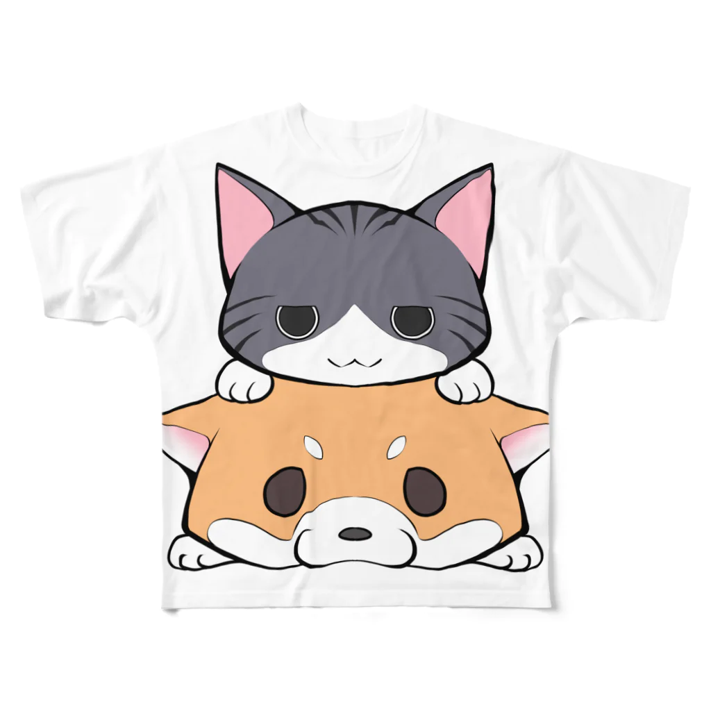 スナネコシンドバッド SUZURIキャラバンのしばねこ All-Over Print T-Shirt