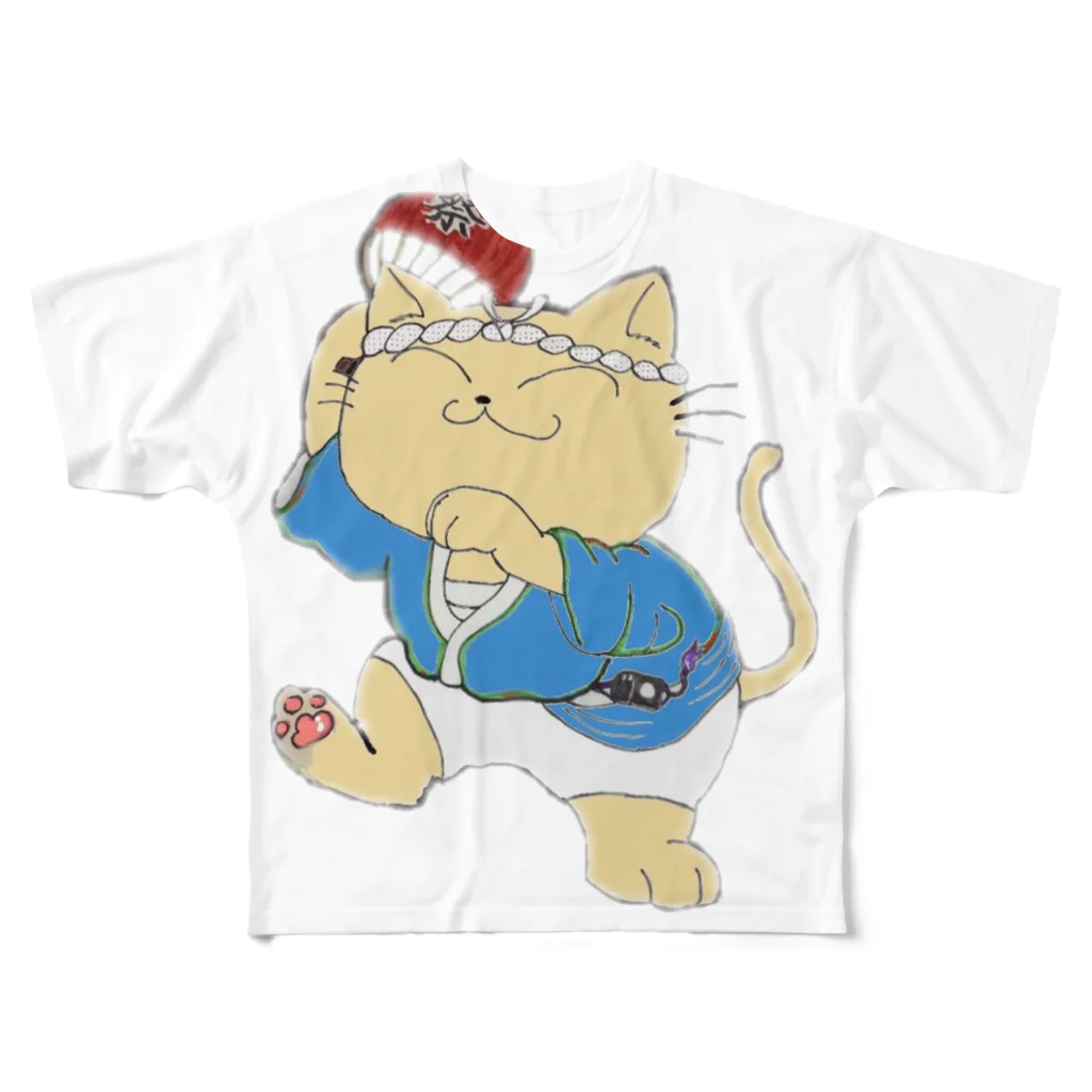 タマのちょびりげ❣️の踊り猫 フルグラフィックTシャツ