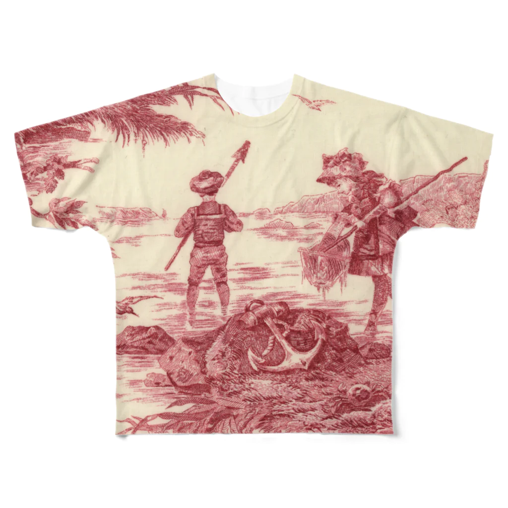 J. Jeffery Print Galleryのトワルドジュイ Toile de Jouy フルグラフィックTシャツ