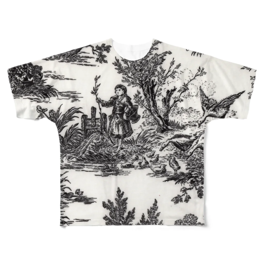 J. Jeffery Print Galleryのトワルドジュイ Toile de Jouy フルグラフィックTシャツ