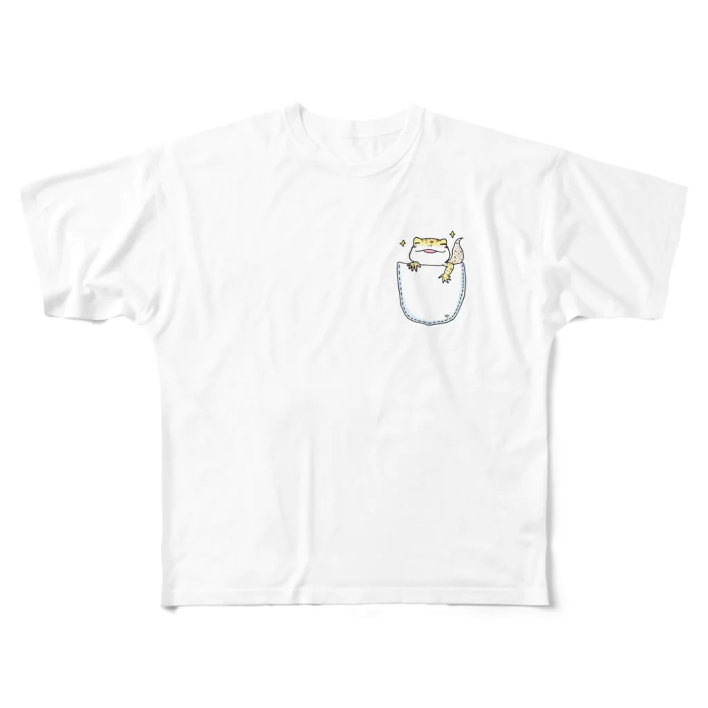 ミクモラのほほん日和のレオパのくーちゃん（inポッケ） All-Over Print T-Shirt