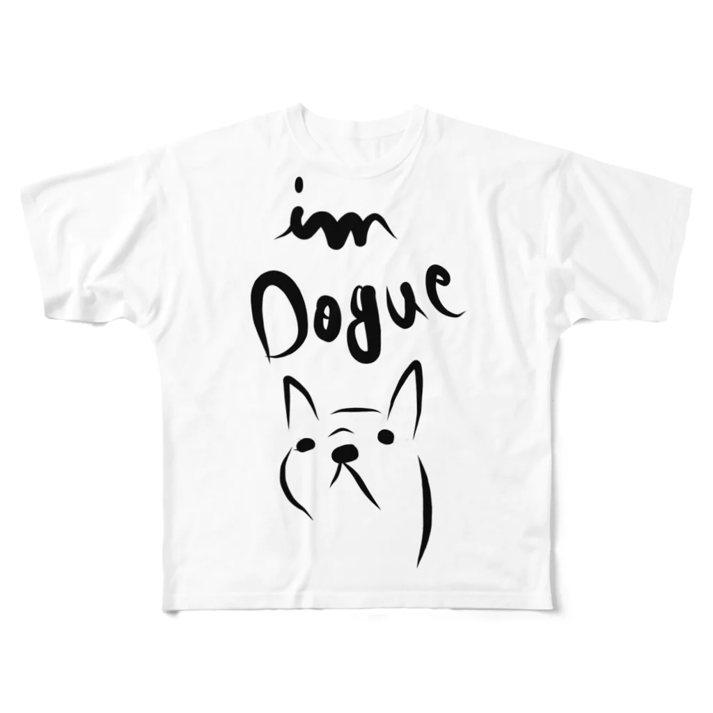 HER AND MARSHMALLOWのI'm DOGUE フレンチブルドッグ 풀그래픽 티셔츠