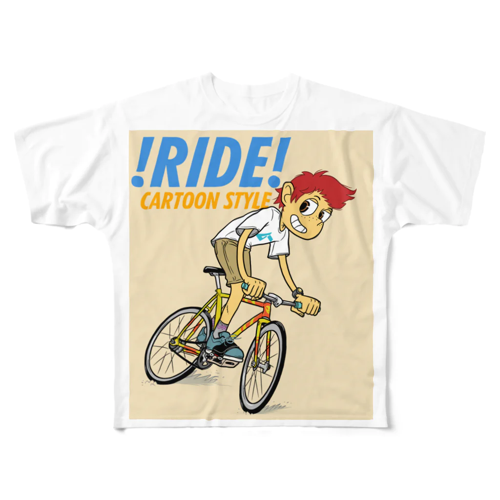 nidan-illustrationの!RIDE! (CARTOON STYLE) フルグラフィックTシャツ