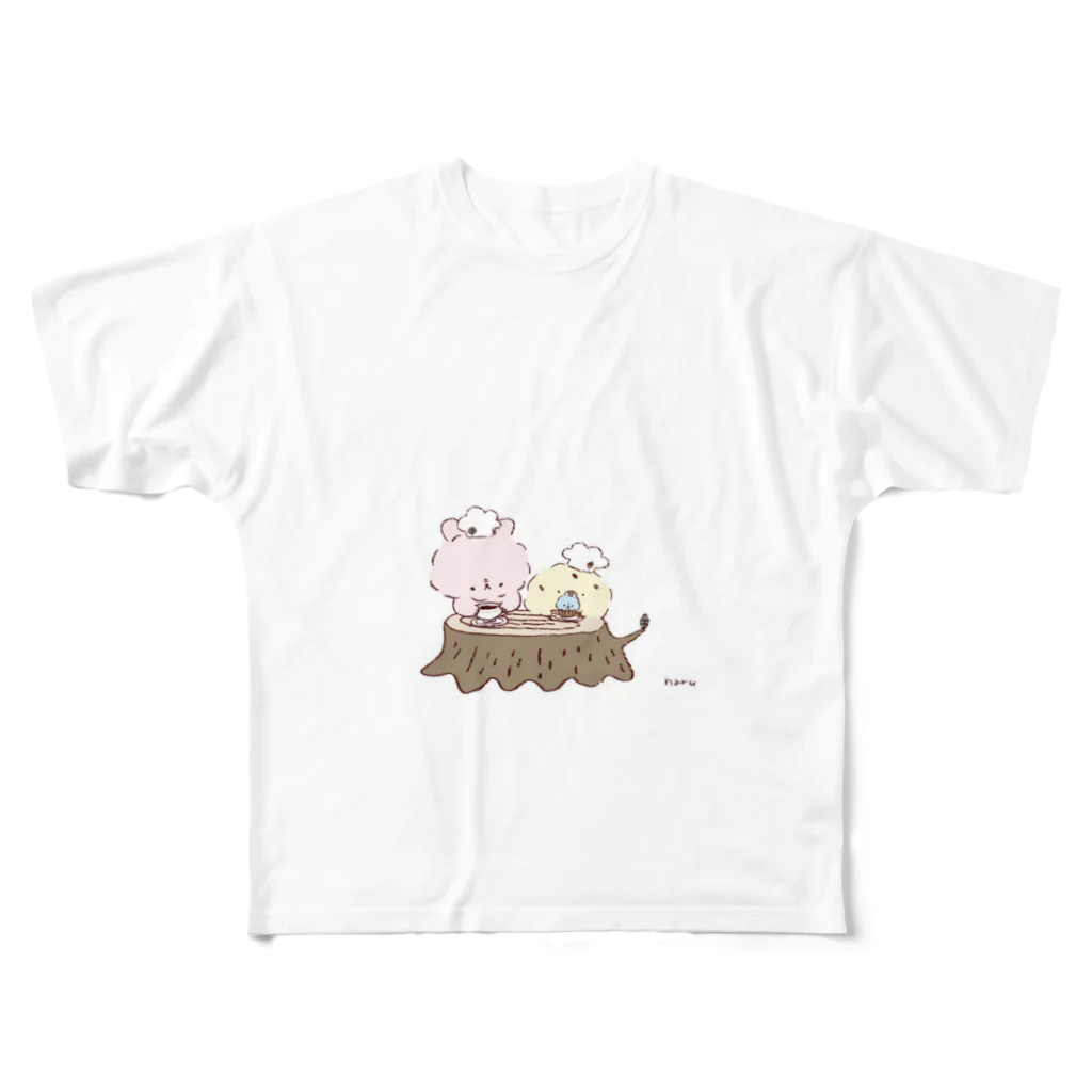 隠れ堂のうさぴよの団らん All-Over Print T-Shirt