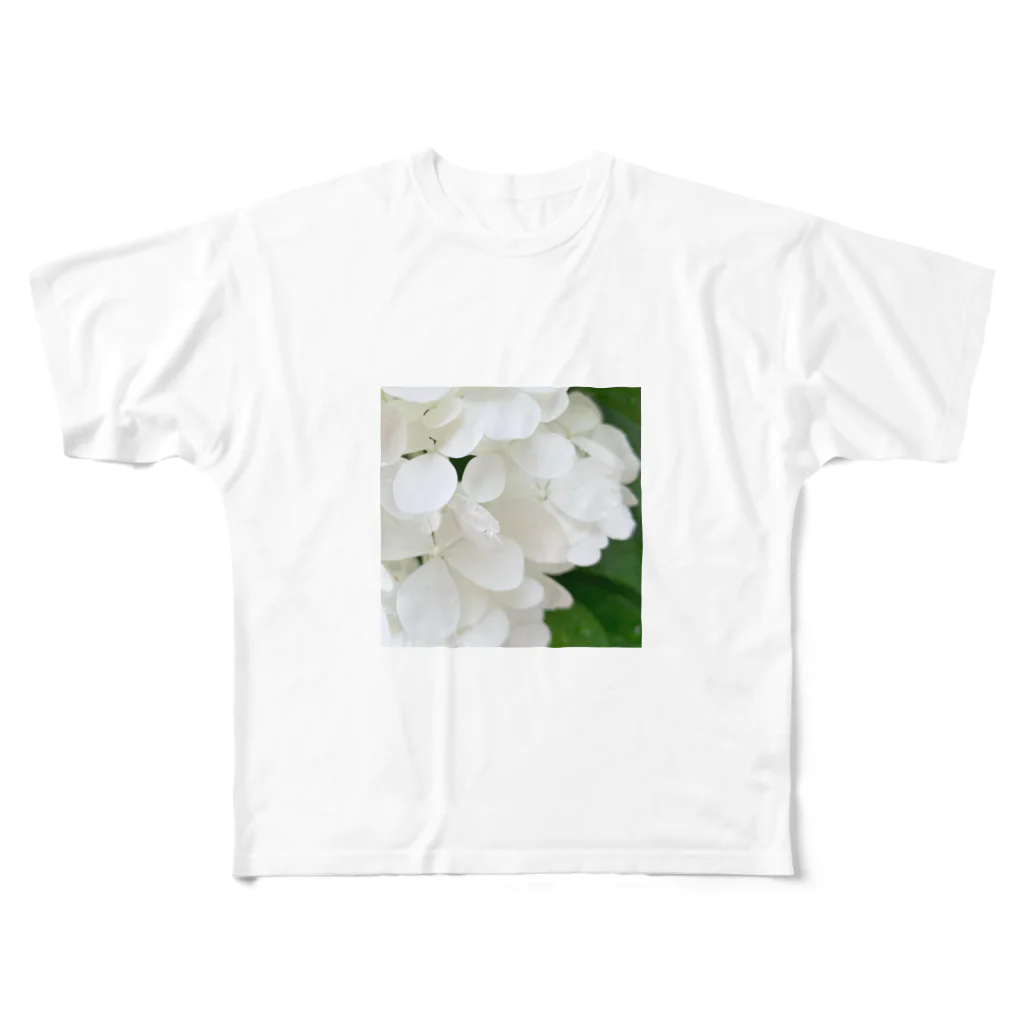 m.petite 8/1～creema store 二子玉川ライズの白紫陽花から落ちる雫 フルグラフィックTシャツ