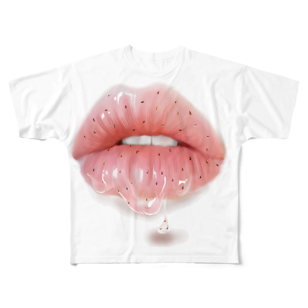 RABIHAIRのstrawberry フルグラフィックTシャツ