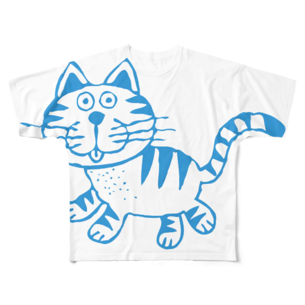 おめでとうのねこ（あお All-Over Print T-Shirt