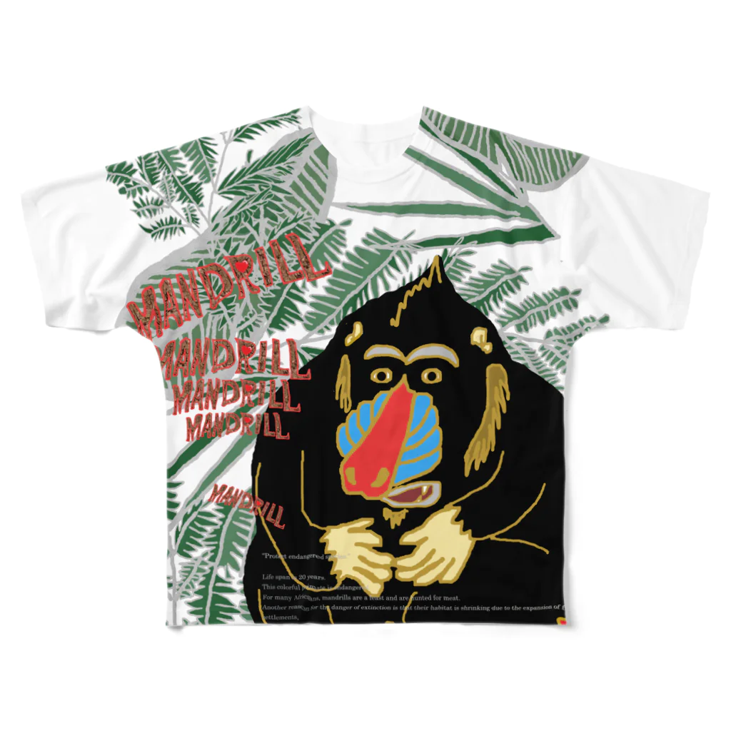 uwotomoの【MANDRILL】 フルグラフィックTシャツ