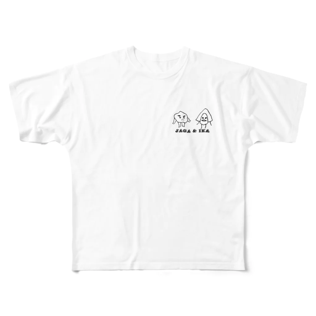 ルナのじゃがまるとイカりんの日常(手書き) All-Over Print T-Shirt