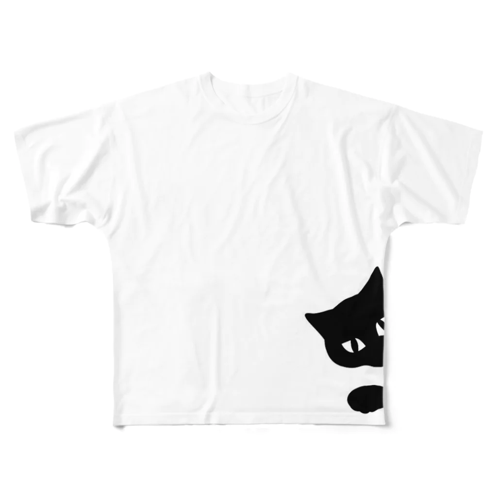 mikayachiのクロネコひょっこりはん All-Over Print T-Shirt