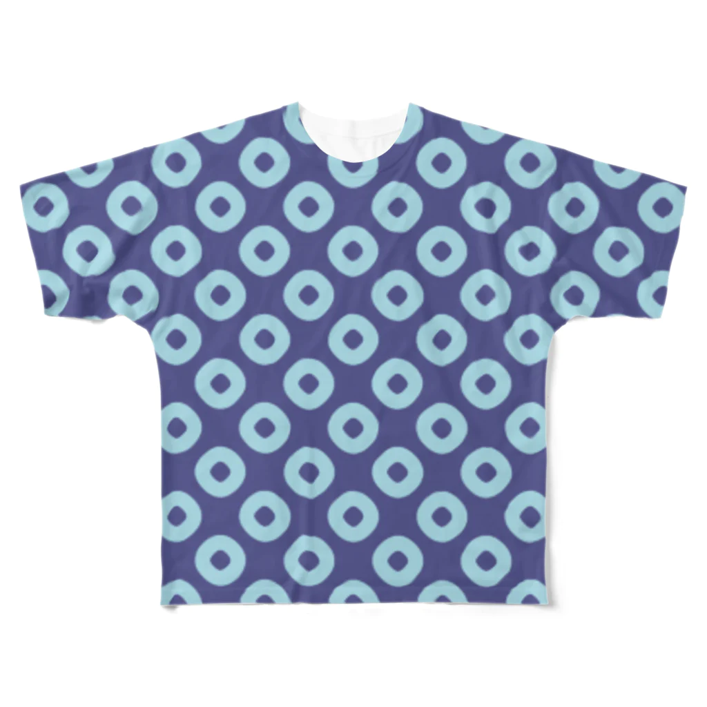 fujiatsuの鹿の子（青×水） All-Over Print T-Shirt